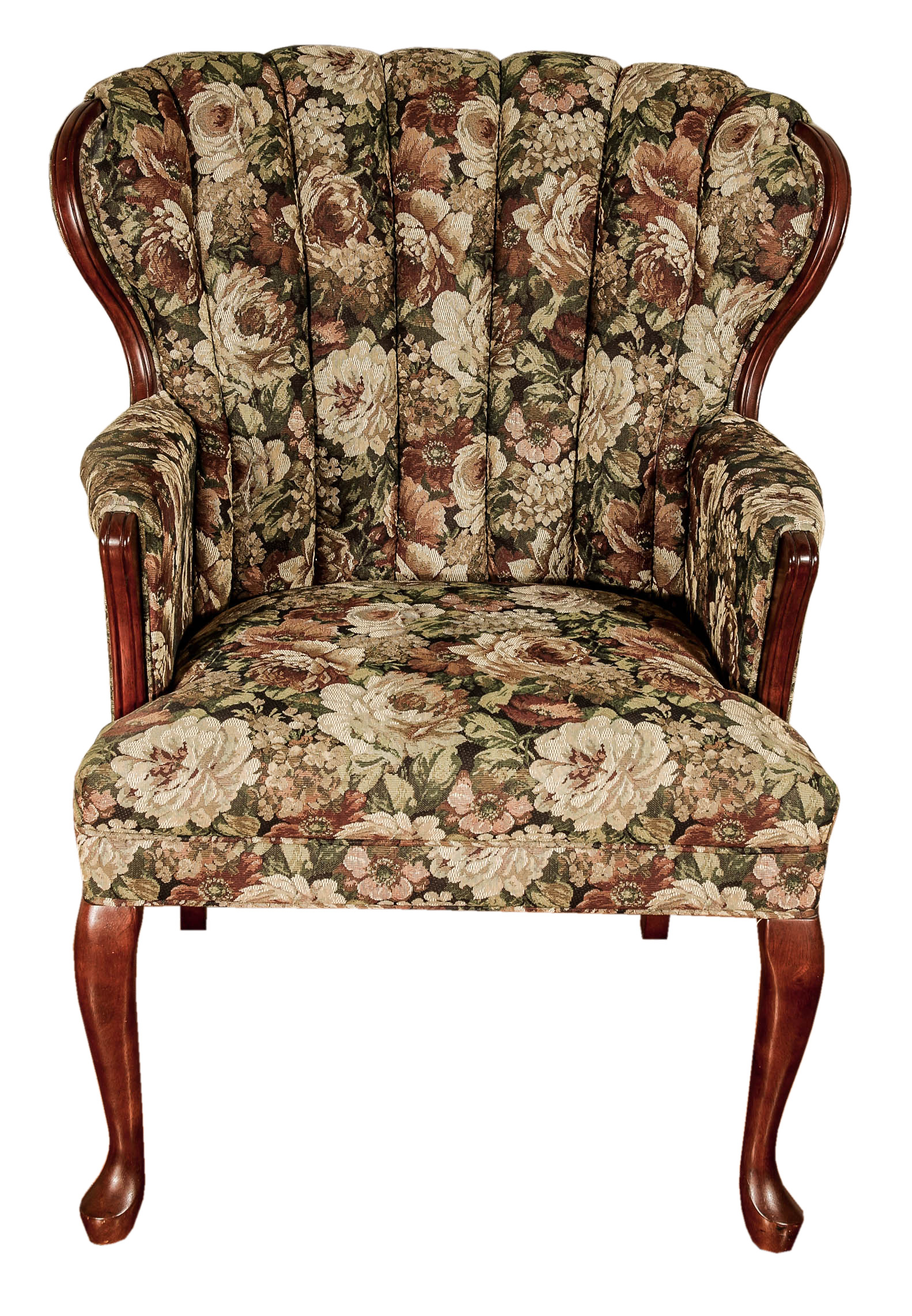 wingback-chair-and-ottoman-with-floral-print-by-best-ebth